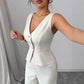 Solid Color Sleeveless Slim Fit Vest High Waist Trousers Two-piece Set