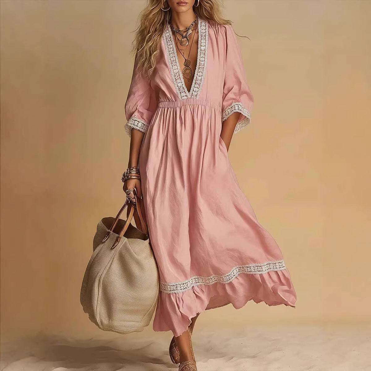 Bohemian Beach Lace Patchwork Dress From Western Bohemia