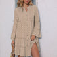 Printing Gilded Pleated Bell Sleeve Loose Dress