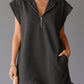 V-Neck Sleeveless Dress - Women's Casual Summer Dress With Two Front Pockets And Back Zipper Closure For Daily Wear
