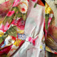 V Neck Tie Waist Mesh Fabric Lantern Sleeves Flattering Long Dress