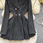 Vintage Double-breasted Waist-cinched Long-sleeve Dress