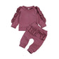 Costume enfant simple à manches longues et couleur unie avec bordure en feuille
