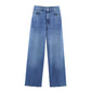 Women's Puff Sleeves Denim Shirt Jeans Suit