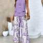 Print Suits Sleeveless Double-layer Vest And Loose Straight Pants