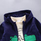 Boys' Cartoon Dinosaur Zipper Cardigan Three-piece Set