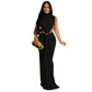 Robe-jupe sexy sans manches fendue sur le côté, couleur unie, tendance