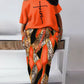 Women's Baroque Leopard Print Diagonal Collar Drawstring Skirt Suit