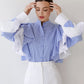Women's Fashionable All-match Elegant French Striped Ruffled Shirt