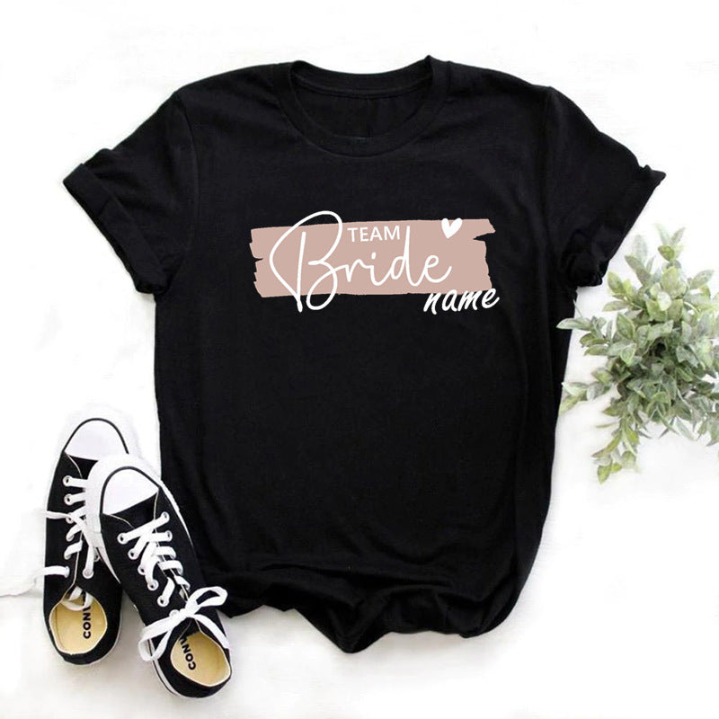 T-shirt imprimé à manches courtes pour femme, idéal pour un enterrement de vie de jeune fille avant le mariage