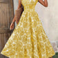 Printed V-neck Waist-tight Long Dress