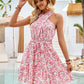 Halter Knotted Printed Lace Up Waist-tight Dress