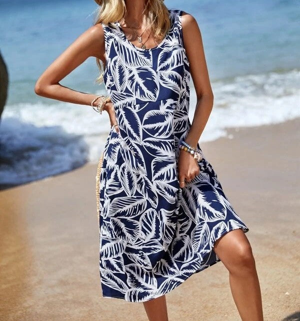 Women's Summer Loose Short Sleeves Printed Dress