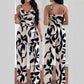 Fashion Floral Print Jumpsuit Elastic Waist Belt Jumpsuit