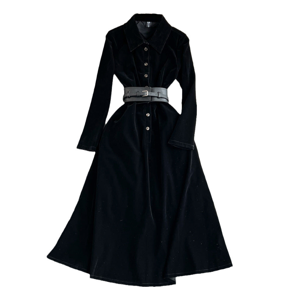 High-grade Socialite Temperament Long Sleeve Lapel Long Skirt