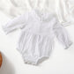 Solid Color Flying Sleeves Lace Neckline Baby Jumpsuit