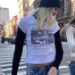 Short Sleeved Letter Printed Women's Top T-shirt