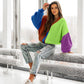 Casual Color Matching Bright Women's Woolen Long-sleeved Cardigan