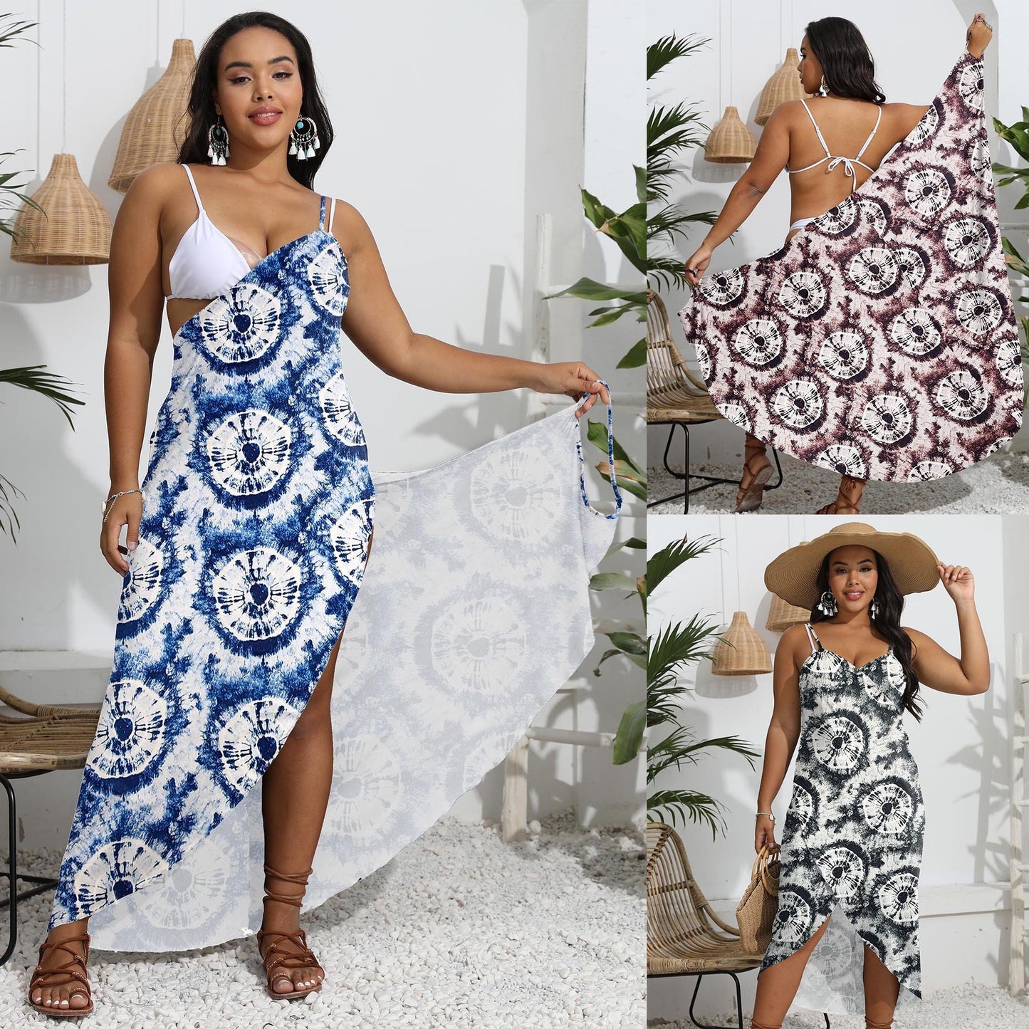Plus Size Women's Non-positioning Printed One-piece Beach Dress