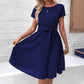 Women's Lace-Up Skirt Solid Color Pleated Dress