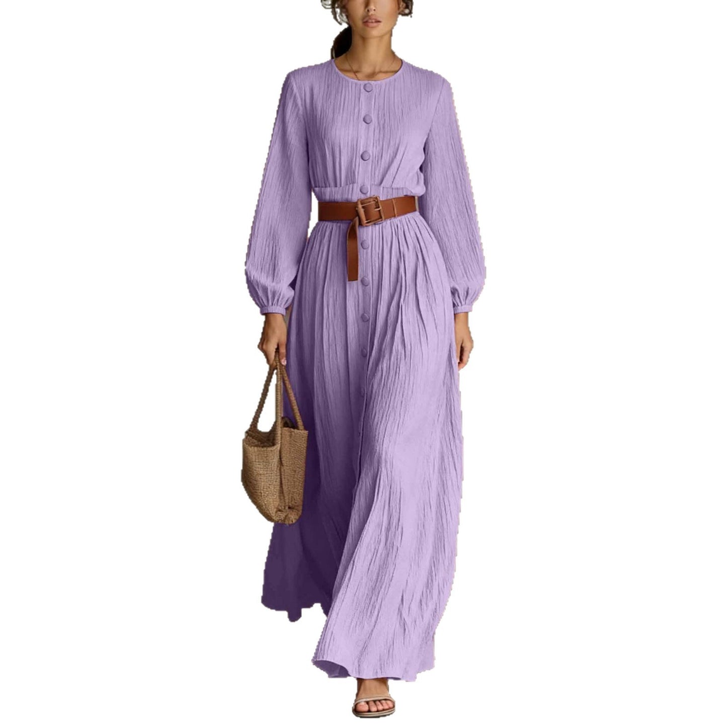 Elegant Long-sleeve Button-up Dressbestseller