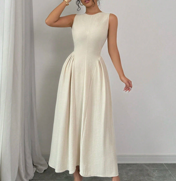 European And American-style Sleeveless Figure-flattering Waist-cinching Dress