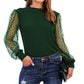 Long Sleeve Mesh Patchwork Top