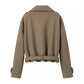 Manteau en laine décontracté et ample à col en V avec ceinture