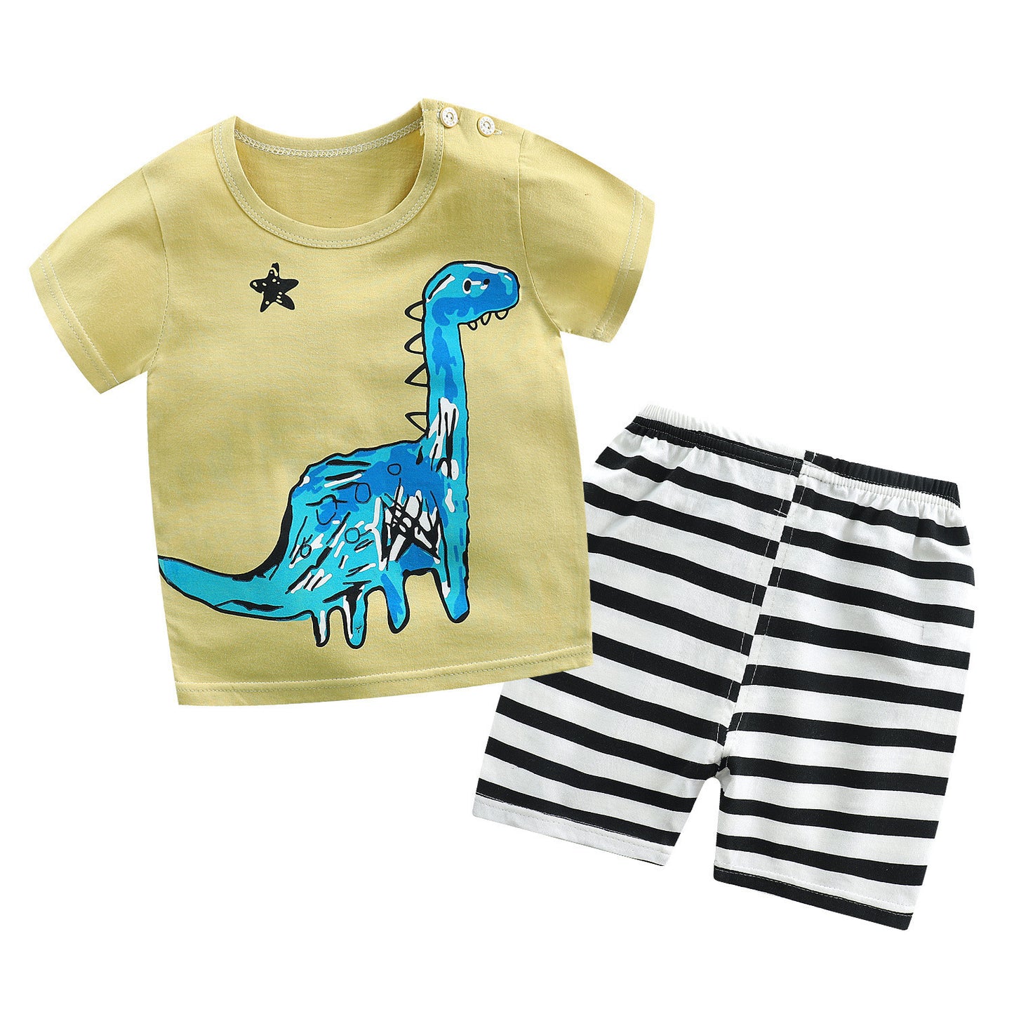 Ensemble t-shirt d'été à manches courtes pour enfant en pur coton