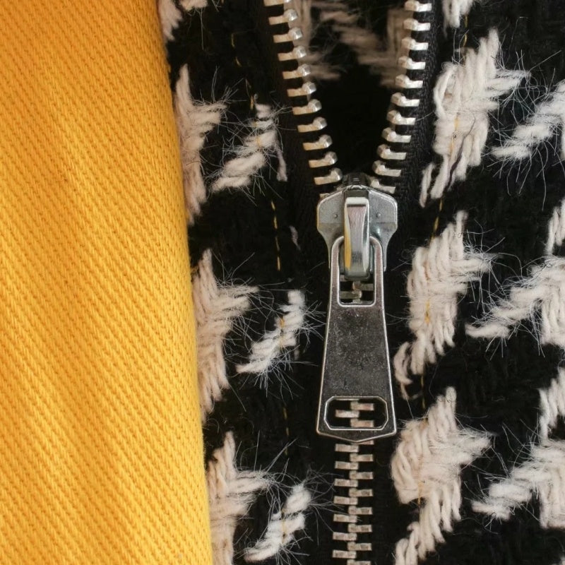 Short Houndstooth Woolen Texture Small Lapel Single Pocket