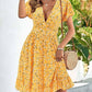 V-neck Waist-tight Large Flower Ruffled Plant Flower Dress