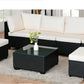 Selling Seven-Piece Sofa Set Table With Sofa Chair Black PE Rattan Outdoor New Design Furniture 7-JH002 Box 3-1-2-3 With White Color Cushion