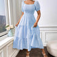 New Fashion Solid Color Shirred Backless Cake Temperament Dress