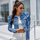Women's Fashion Lapel Denim Casual Short Jacket