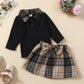 Nouveaux vêtements pour enfants : chemise à manches longues, jupe à carreaux, ensemble