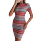 Striped Print Slim-fit Womens Dress