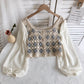 Design Chiffon Lantern Sleeve Loose Short Shirt Top