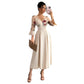 High-end, Exquisitely Crafted Dress Featuring Mesh Patchwork And A Cinched Waistelegant Maxi