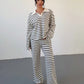 T-shirt And Elastic Waist Striped Pants