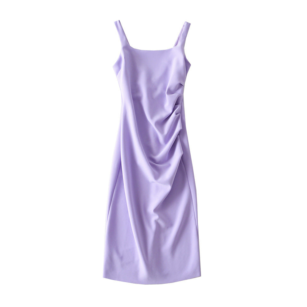 U-neck Stretchy Figure-flattering Slip Dress
