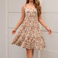 Women Floral Pleated Lace Up Dress