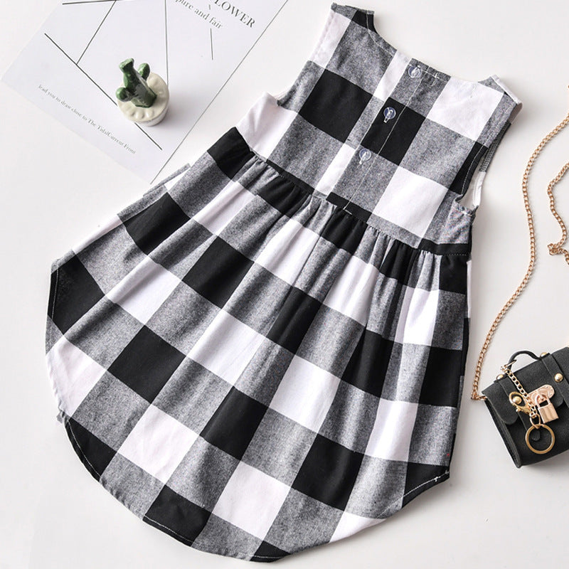 Robe à carreaux simple et décontractée pour fille