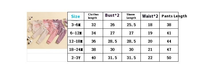 Children's Suit Baby Girl Flounced Sleeve Letter Embroidered Sweater Trousers
