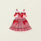 Girls' Red Plaid Bow Suspenders Princess Dress