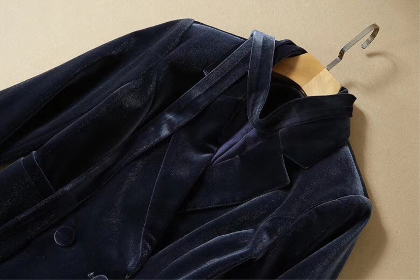 Costume de tempérament Veste en velours doré Pantalon Costume d'affaires