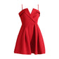 Jupe à bretelles à col en V pour femme, nouvelle collection d'été, rouge