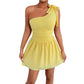 Sexy One-shoulder A-line Mini Skirt In A Solid Color With A Fitted Waist