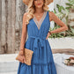 V-neck Sleeveless Lace Waist Dress