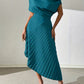 Women's Asymmetric Shoulder Gold Foil Pleated Dress