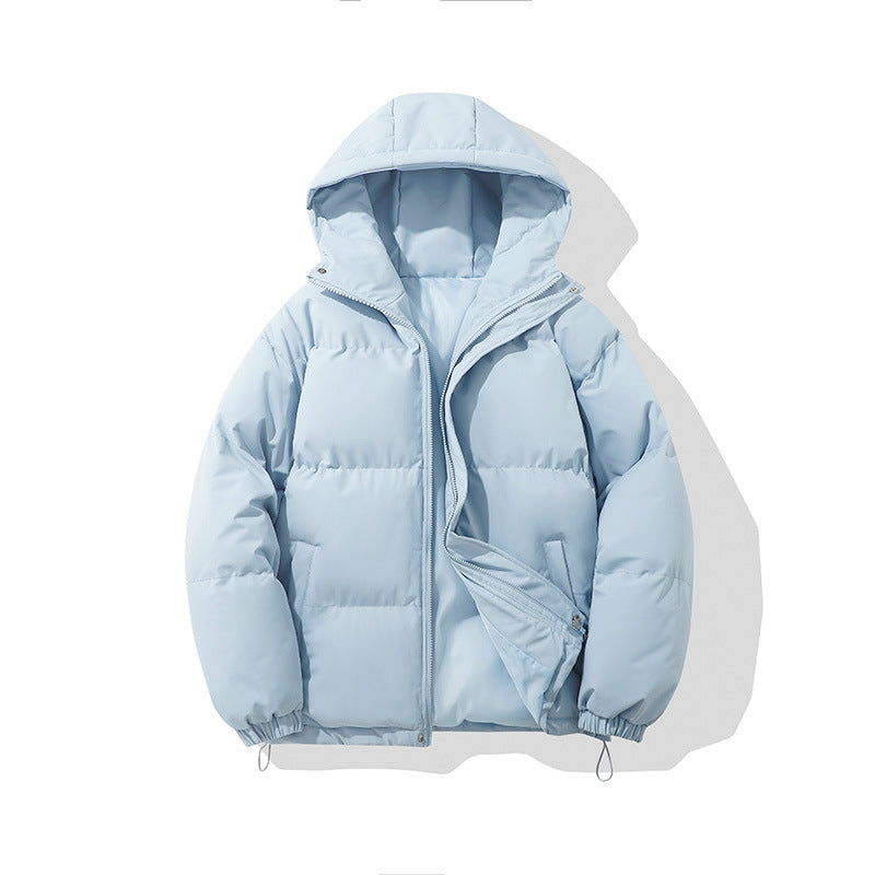 Veste matelassée à capuche de couleur unie avec fermeture éclair